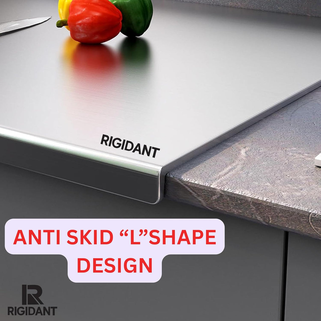 RIGIDANT Premium Stainless Steel Countertop Chopping Board (41 × 31 cm)