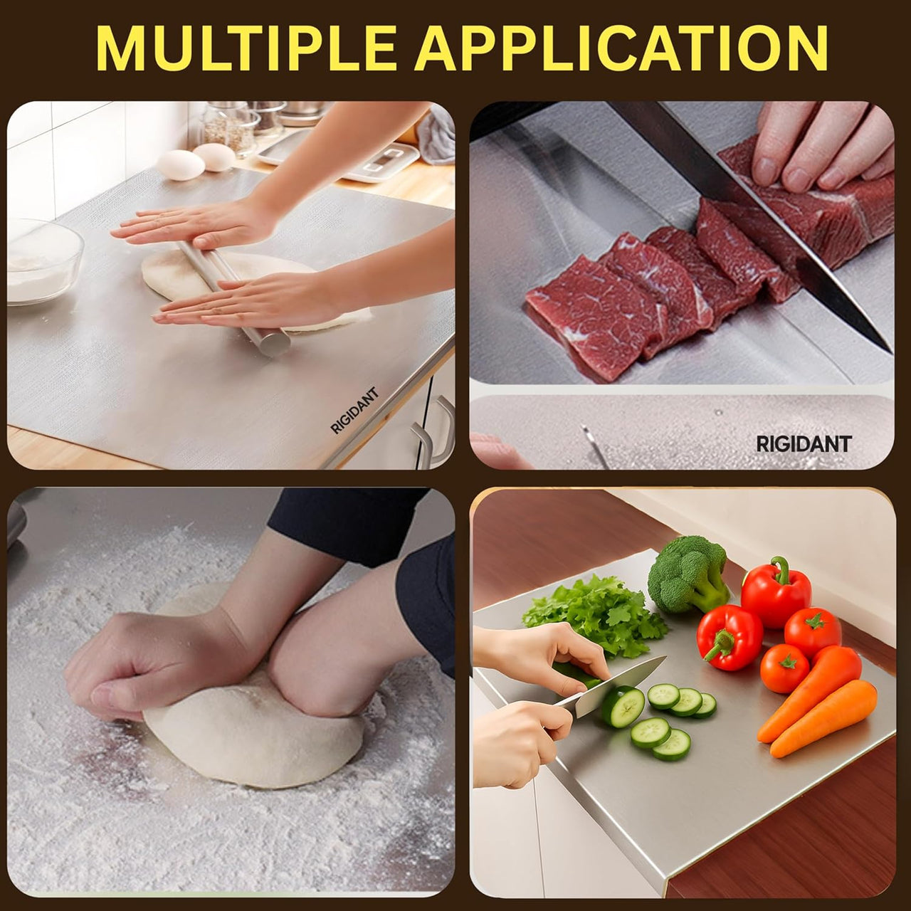 RIGIDANT Premium Stainless Steel Countertop Chopping Board (41 × 31 cm)
