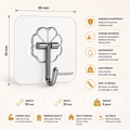 RIGIDANT Stainless Steel Self Adhesive Wall Hook | No Drilling | Waterproof | Rustproof | Heavy Duty 5 KG | Damage-Free Removable Hook for Bathroom, Kitchen, Bedroom & Office