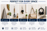 RIGIDANT Stainless Steel Self Adhesive Wall Hook | No Drilling | Waterproof | Rustproof | Heavy Duty 5 KG | Damage-Free Removable Hook for Bathroom, Kitchen, Bedroom & Office