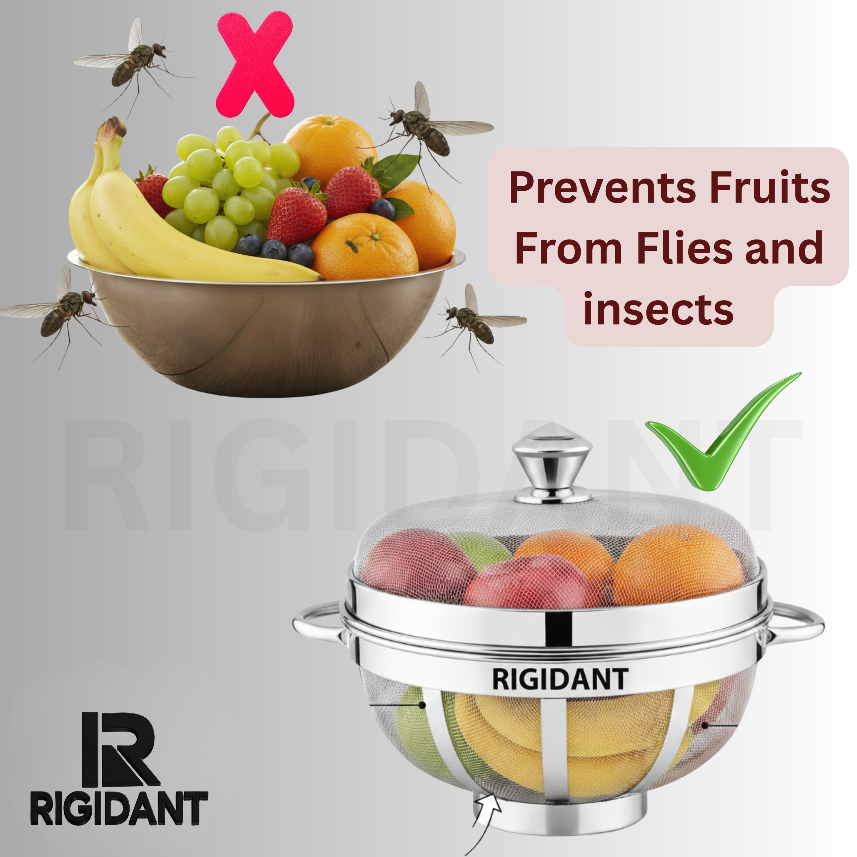 STAINLESS STEEL MESH FRUIT BASKET WITH LID
