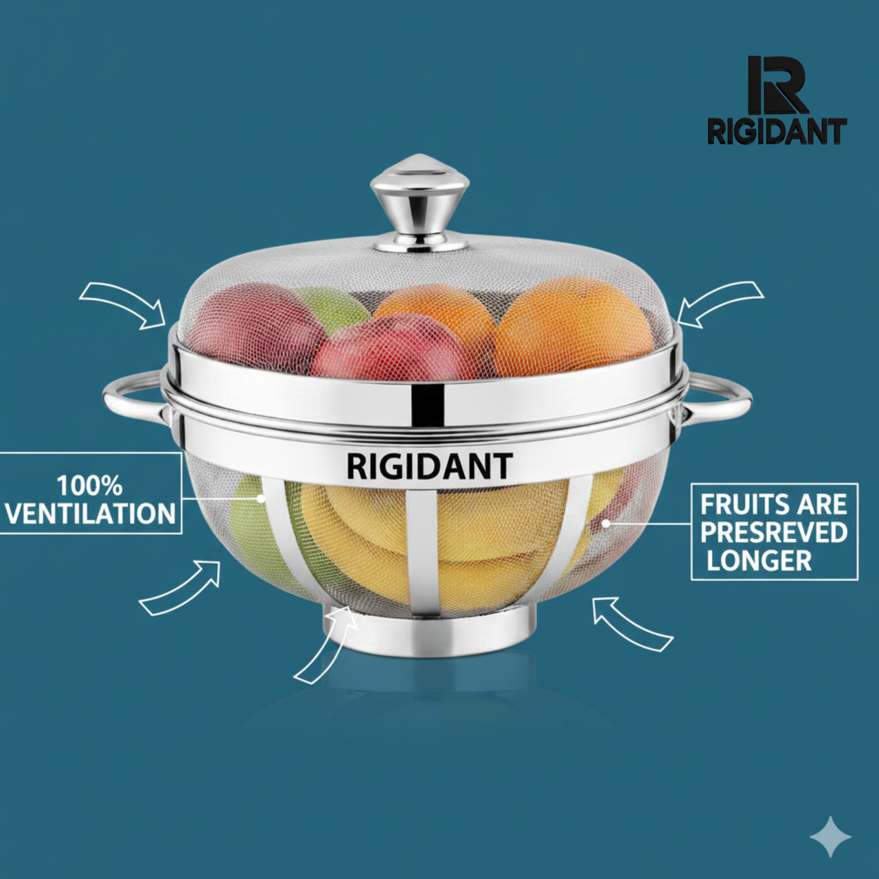 STAINLESS STEEL MESH FRUIT BASKET WITH LID