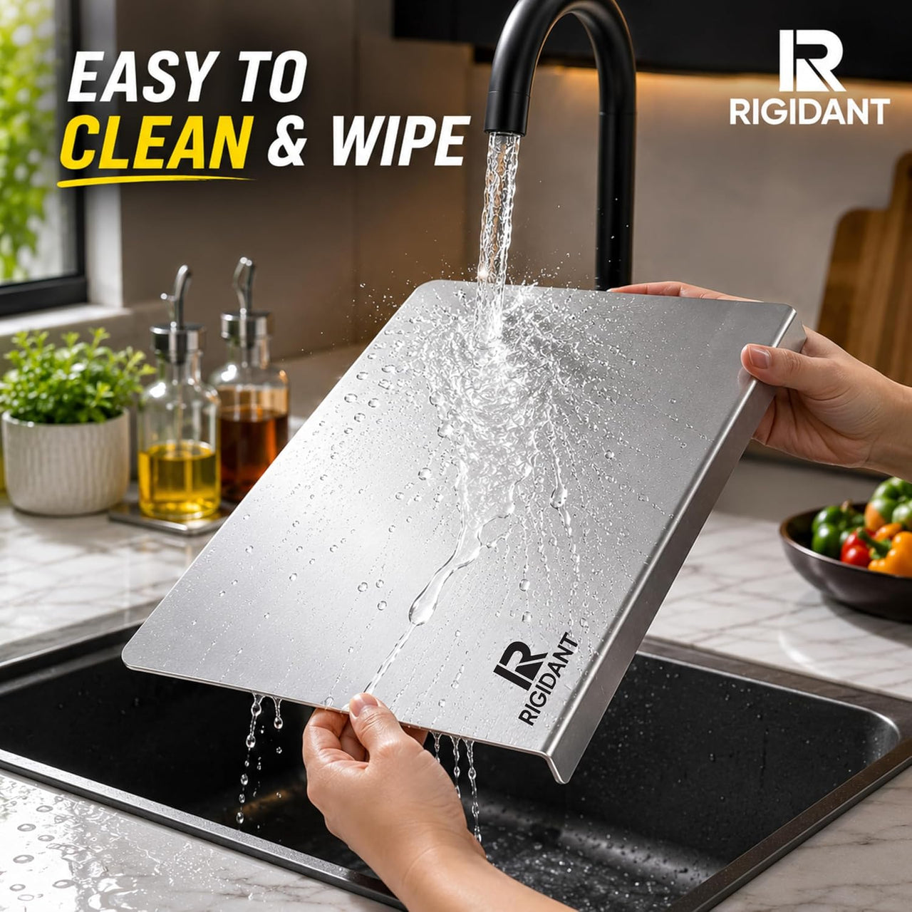 RIGIDANT Premium Stainless Steel Countertop Chopping Board (41 × 31 cm)