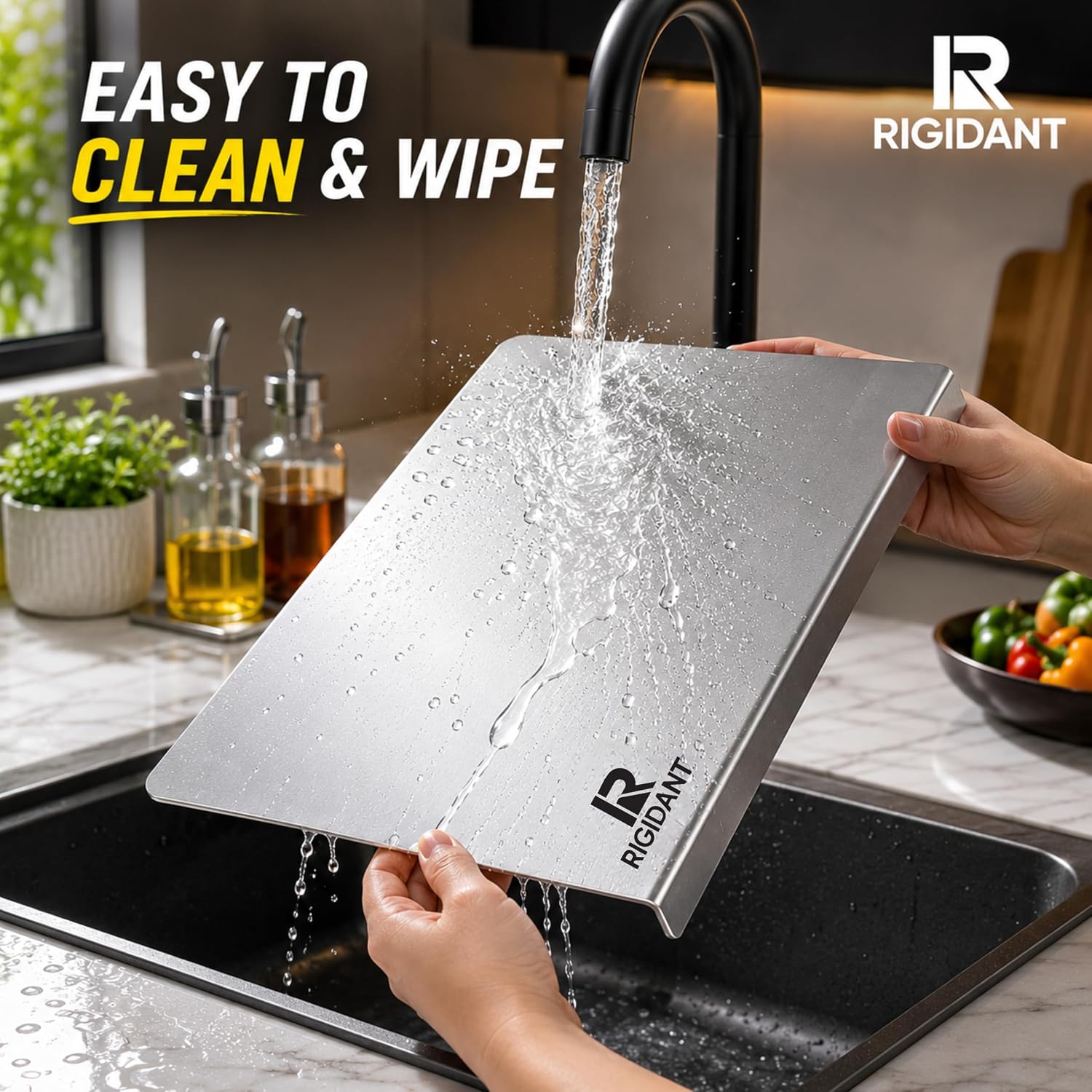 RIGIDANT Premium Stainless Steel Countertop Chopping Board (41 × 31 cm)